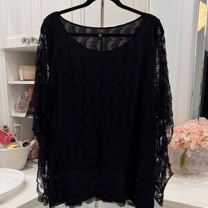 Jessica Simpson Black Lace Overlay Women's Top